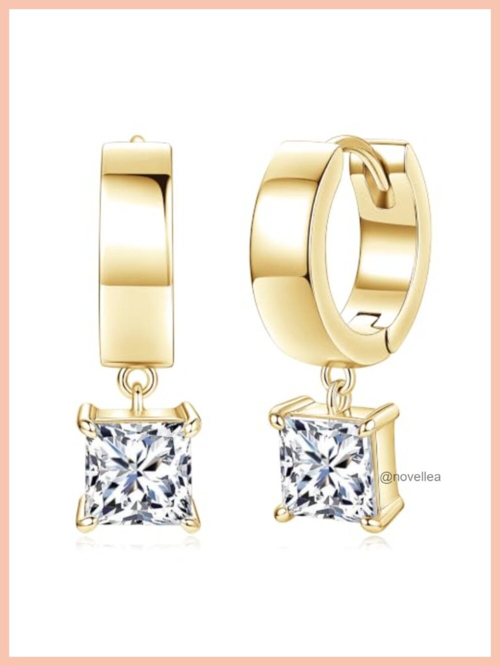 14K Gold Filled Princess Moissanite Hoop Earrings 2cttw